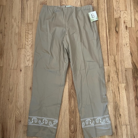 Marshalls Pants - Belongings Stretch Tan Embroidered Paisley Dress Pants Sz 14 NWT